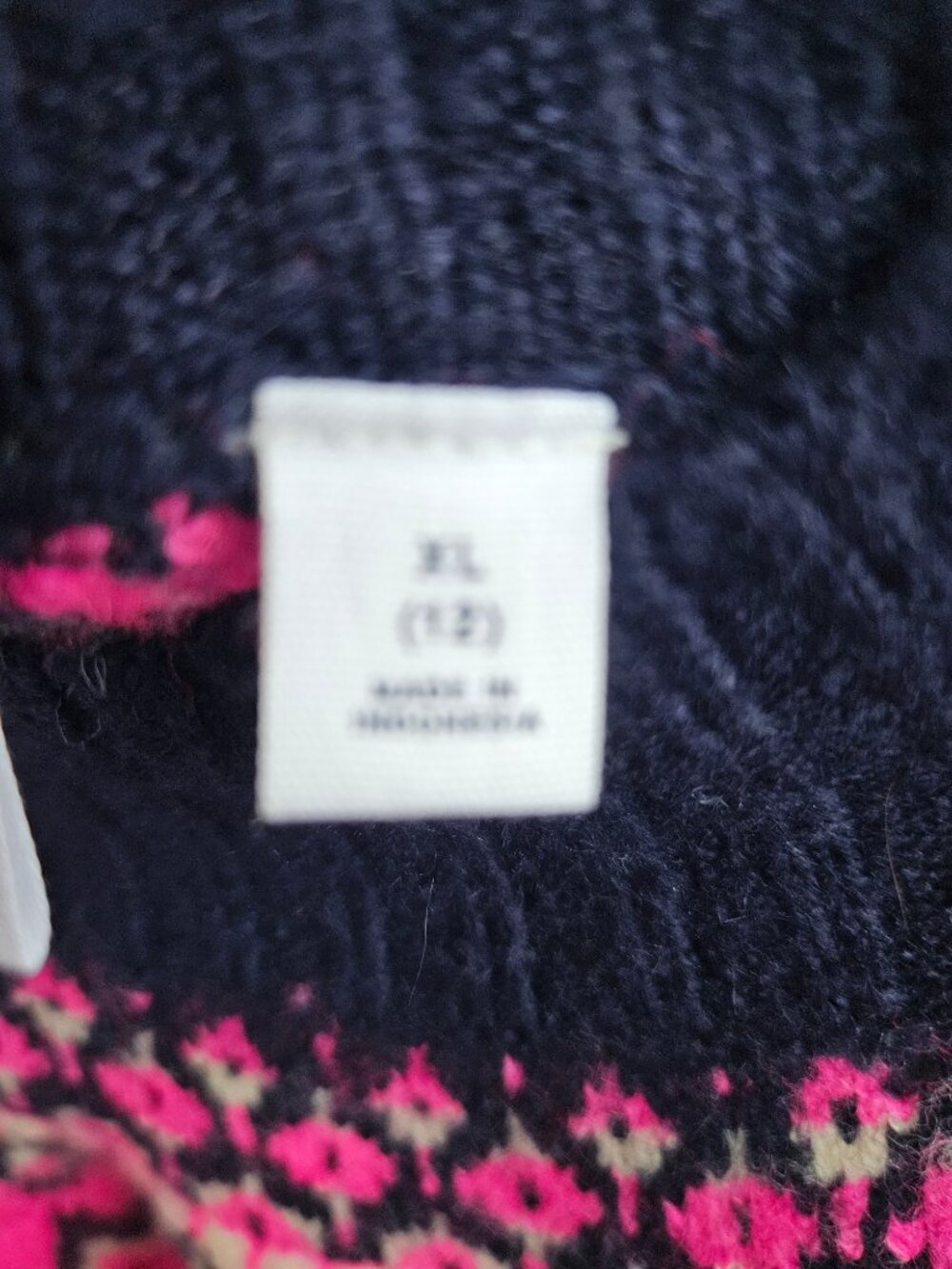 Gap Kids Girls Pink Fair Isle Mockneck Sweater Knit Pullover Size XL 12 Cozy - Picture 8 of 10